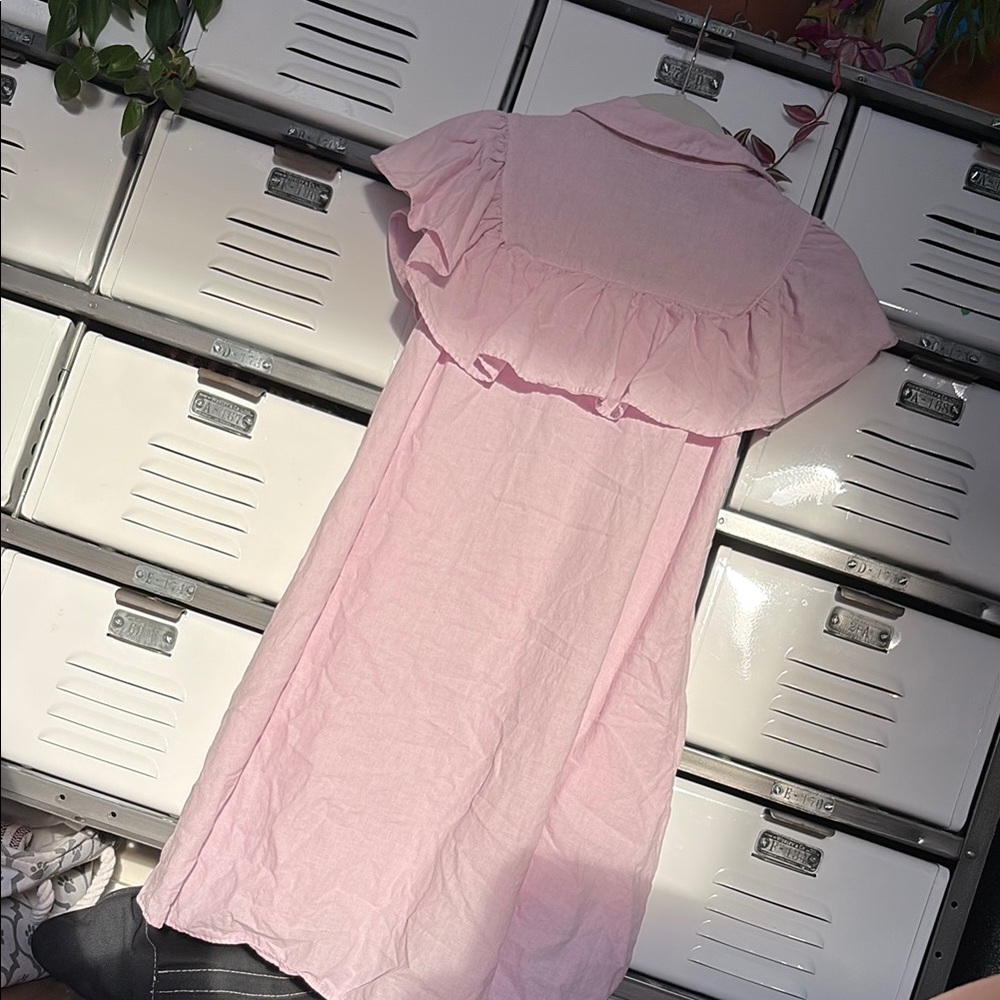 Pink Ruffled Button-Up Dress - Picture 4 of 6